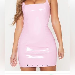 Pink PU bodycon dress